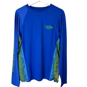 Premium Gear Tormenter Fishing Shirt Men Large Blue Long Sleeve Crewneck Outdoor